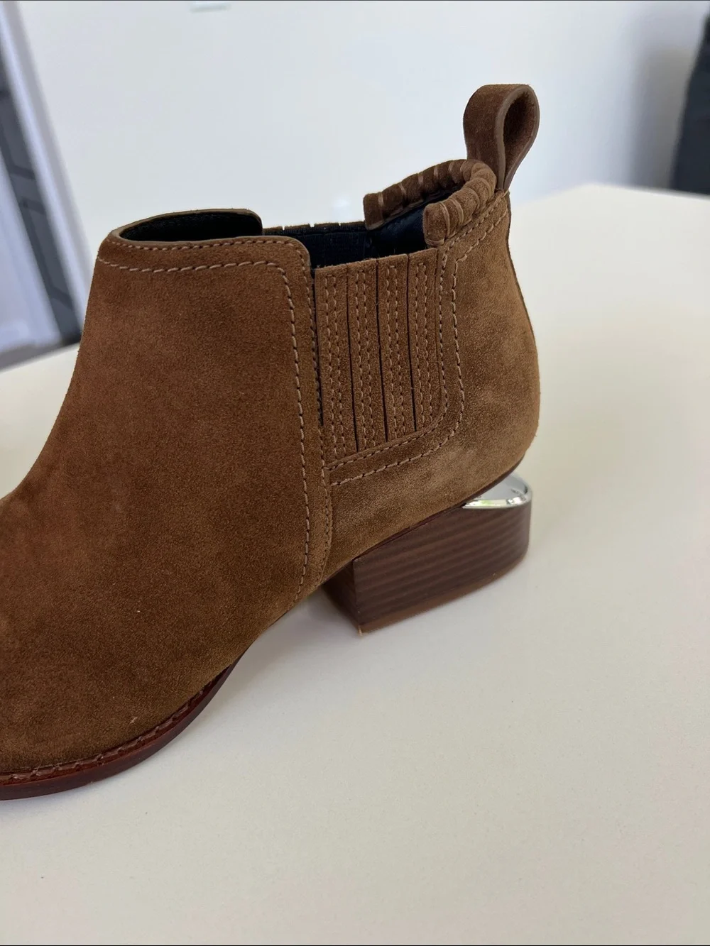 Alexander Wang kori brown suede ankle boots pointed toe booties cut out heels 37